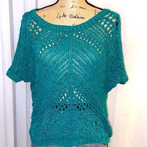 Express Emerald Chunky Open Knit Batwing Sweater XS